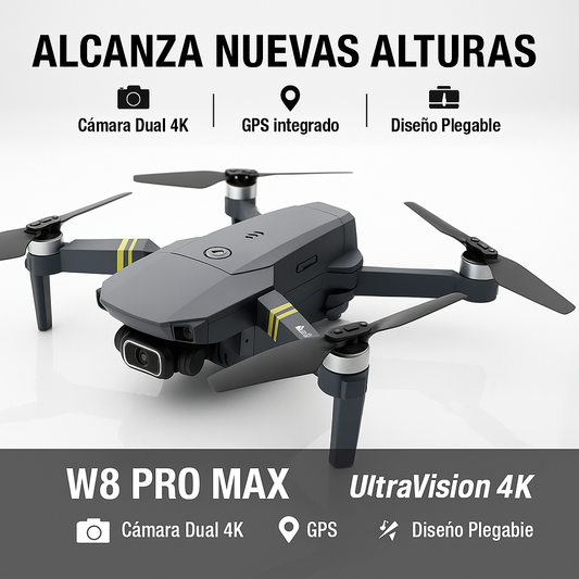 Dron W8 PRO MAX UltraVision 4K – Pack Especial con Batería GRATIS + Maletín