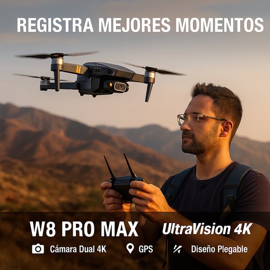 Dron W8 PRO MAX UltraVision 4K – Pack Especial con Batería GRATIS + Maletín